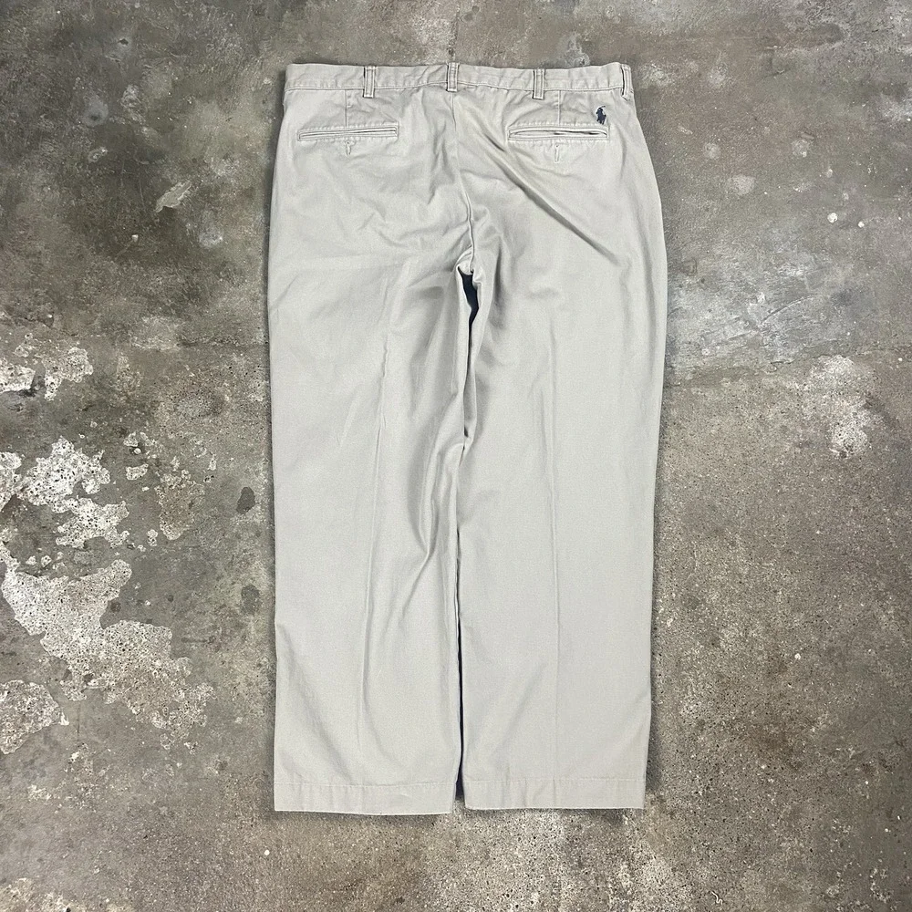 Vintage Polo Ralph Lauren Preston Pant Size 36x30 Beige Pleated Straight Fit
